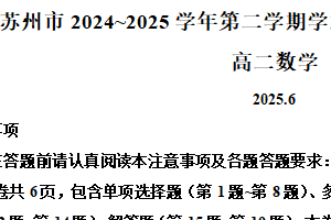 江苏省苏州市2024-2025学年高二下学期期末学业质量阳光指标调研数学试卷（含解析）