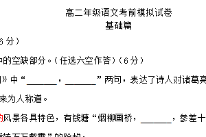 江苏省南京市第二十九中学2024-2025学年高二下学期期末考前模拟预测语文试题（无答案）
