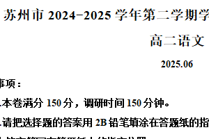 江苏省苏州市2024-2025学年高二下学期期末语文试题（含解析）