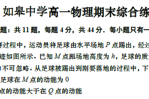 江苏省南通市如皋中学2024-2025学年高一下学期期末综合训练一物理试题（含答案）