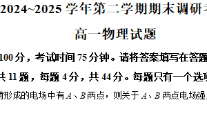 江苏省连云港市2024-2025学年高一下学期期末调研考试物理试题（含解析）