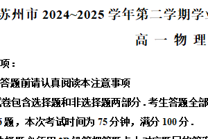 江苏省苏州市2024-2025学年高一下学期期末物理试卷（含解析）