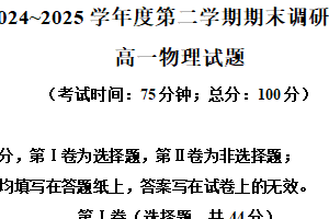 江苏省泰州市2024-2025学年高一下学期6月期末物理试题（含解析）