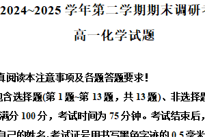江苏省连云港市2024-2025学年高一下学期6月期末化学试题（含解析）