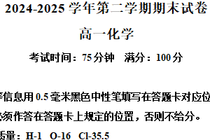 江苏省南京市2024-2025学年高一下学期期末化学试卷（含解析）