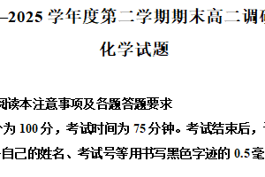 江苏省淮安市2024-2025学年高二下学期期末化学试卷（含解析）