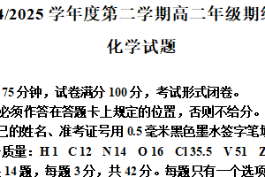 江苏省盐城市2024-2025学年高二下学期期终化学试卷（含解析）