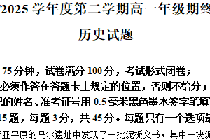江苏省盐城市2024-2025学年高一下学期期末考试历史试题（含解析）