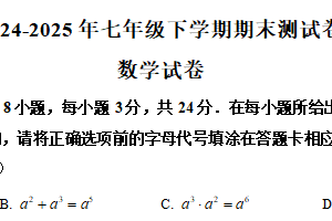 江苏省淮安市2024-2025学年七年级下学期6月期末数学试题（含解析）