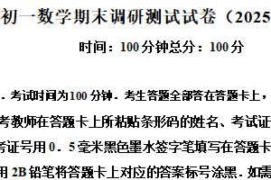 江苏省南京市建邺区南京师范大学附属中学新城初级中学2024-2025学年下学期七年级数学期末调研测试（含解析）