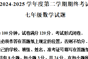 江苏省盐城市盐都区2024-2025学年七年级下学期6月期末数学试题（含解析）
