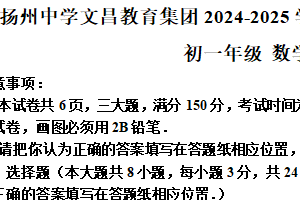 江苏省扬州中学文昌教育集团2024—2025学年七年级下学期数学期末考试（含解析）