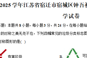 江苏省宿迁市钟吾初级中学2024-2025学年八年级下学期期末测试数学试卷（含解析）