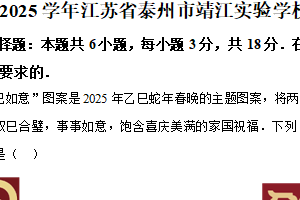 江苏省泰州市靖江实验学校2024-2025学年八年级下学期期末数学试卷（含解析）