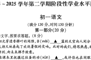 江苏省苏州市昆山、太仓、常熟、张家港市2024-2025学年七年级下学期期末语文试卷（含答案）