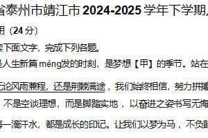 江苏省泰州市靖江市2024-2025学年八年级下学期期末考试语文试题（含解析）