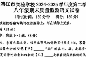 江苏省泰州市靖江市实验学校2024-2025学年八年级下学期期末考试语文试题（含答案）