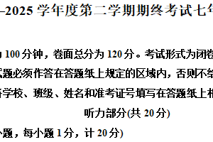江苏省盐城市盐都区2024-2025学年七年级下学期期末英语试题（含解析+听力音频）