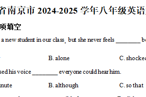 江苏省南京市2024-2025学年八年级下学期期末检测模拟英语试题（含解析）
