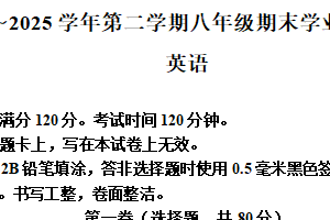 江苏省宿迁市泗阳县2024-2025学年八年级下学期期末考试英语试卷（含解析+听力音频）