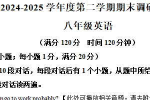 江苏省宿迁市宿城区2024-2025学年八年级下学期期末考试英语试题（含解析+听力音频）