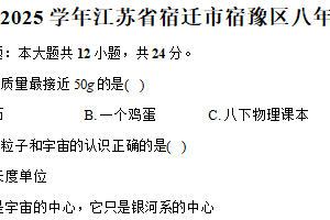 江苏省宿迁市宿豫区2024-2025学年八年级下学期期末物理试卷（含解析）