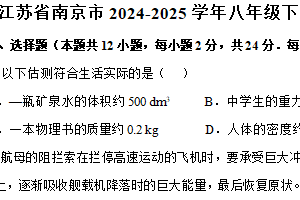 江苏省南京市2024-2025学年八年级下学期期末物理押题卷（含解析）