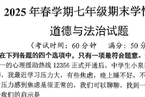 江苏省泰州市泰兴市2024-2025学年七年级下学期6月期末道德与法治试题（含答案）