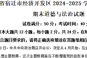 江苏省宿迁市经济开发区 2024-2025学年八年级下学期期末道德与法治试题（含解析）