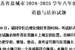 江苏省盐城市2024-2025学年八年级下学期期末道德与法治试题（含解析）