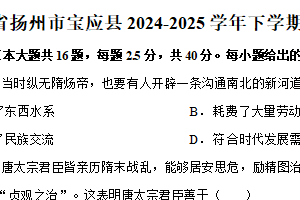 江苏省扬州市宝应县2024-2025学年下学期七年级期末历史试卷（含解析）