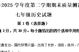 江苏省南通市启东市2024-2025学年七年级下学期期末历史试题（含解析）
