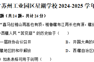 江苏省苏州工业园区星湖学校2024-2025学年部编版八年级下学期期末历史试卷（含解析）