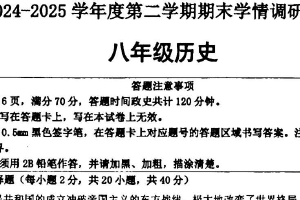 江苏省宿迁市宿城区新区共同体2024-2025学年八年级下学期6月期末历史试题（含答案）