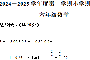 2024-2025学年江苏省南京市浦口区苏教版六年级下册期末考试数学试卷（含解析）