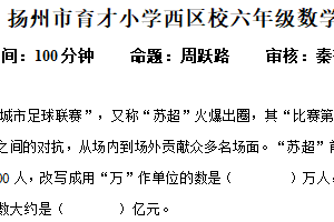 2024-2025学年江苏省扬州市广陵区育才小学苏教版六年级下册期末测试数学试卷（含解析）