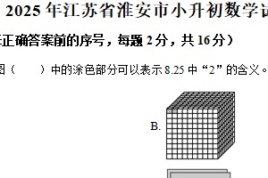 江苏省淮安市2025年苏教版小升初考试数学试卷（含解析）