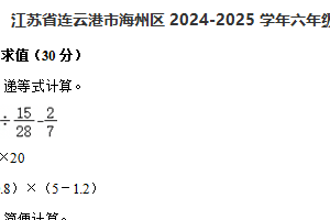 江苏省连云港市2024-2025学年六年级下学期期末数学试卷（含解析）