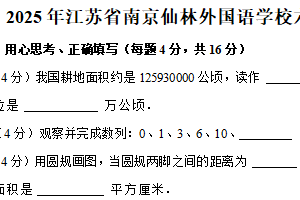 江苏省南京市栖霞区南京仙林外国语学校2024-2025学年六年级下学期期末数学试卷（含解析）