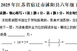 江苏省宿迁市沭阳县2024-2025学年六年级下学期期末数学试卷（含解析）