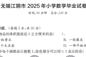 江苏省无锡市江阴市2024-2025学年六年级下学期期末数学试题（含答案）