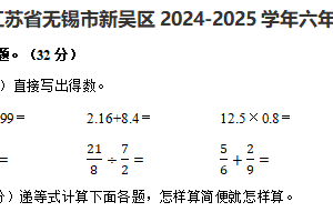 江苏省无锡市新吴区2024-2025学年六年级下学期期末数学试题（含解析）