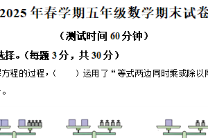 2024-2025学年江苏省泰州市姜堰区苏教版五年级下册期末测试数学试卷（含解析）