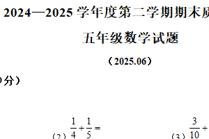2024-2025学年江苏省徐州市沛县苏教版五年级下册期末测试数学试卷（含解析）