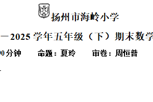 2024-2025学年江苏省扬州市邗江区梅岭小学苏教版五年级下册期末测试数学试卷（含解析）