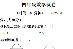 2024-2025学年江苏省扬州市高邮市苏教版四年级下册期末考试数学试卷（含解析）