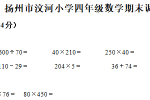 2024-2025学年江苏省扬州市汶河小学苏教版四年级下册期末调研数学试卷（含解析）