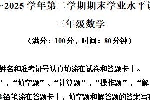 2024-2025学年江苏省淮安市洪泽区苏教版三年级下册期末考试数学试卷（含解析）