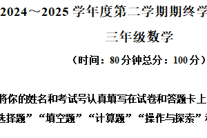 2024-2025学年江苏省南通市海门区苏教版三年级下册期末考试数学试卷（含解析）