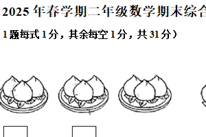 2024-2025学年江苏省盐城市亭湖区校联考苏教版二年级下册期末测试数学试卷（含解析）